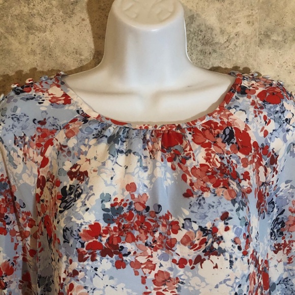 Zac & Rachel Petite Button & Tie 3/4 Blouse - Picture 2 of 12